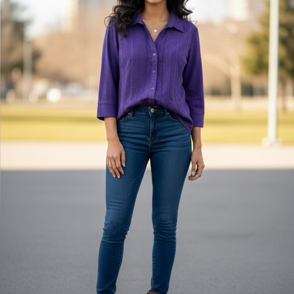 Dressbarn Violet purple suede long sleeve size 18/20 women’s.